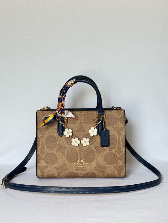 Coach Handbags - NWT Coach Maggie Small Tote Signature Tan/deep blue Gold hardware crossbody
